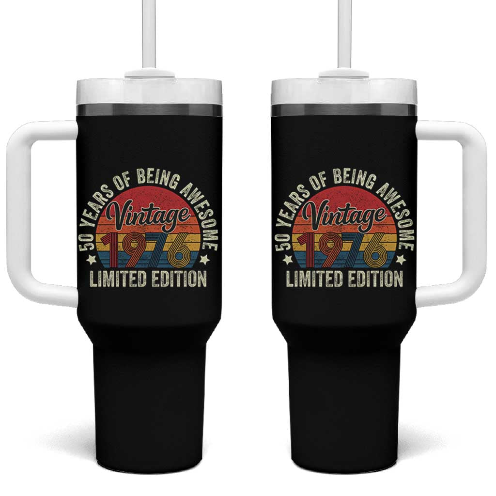 Funny 50th Birthday Tumbler With Handle Vintage 1976 Limited Edition 50 Year Old Bday Gifts