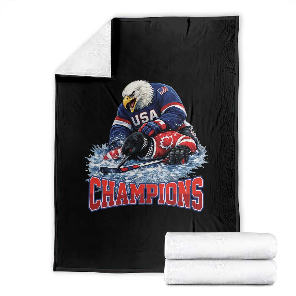 USA Ice Hockey Throw Blanket Eagle Dominates Canada 2026 Hockey Champions