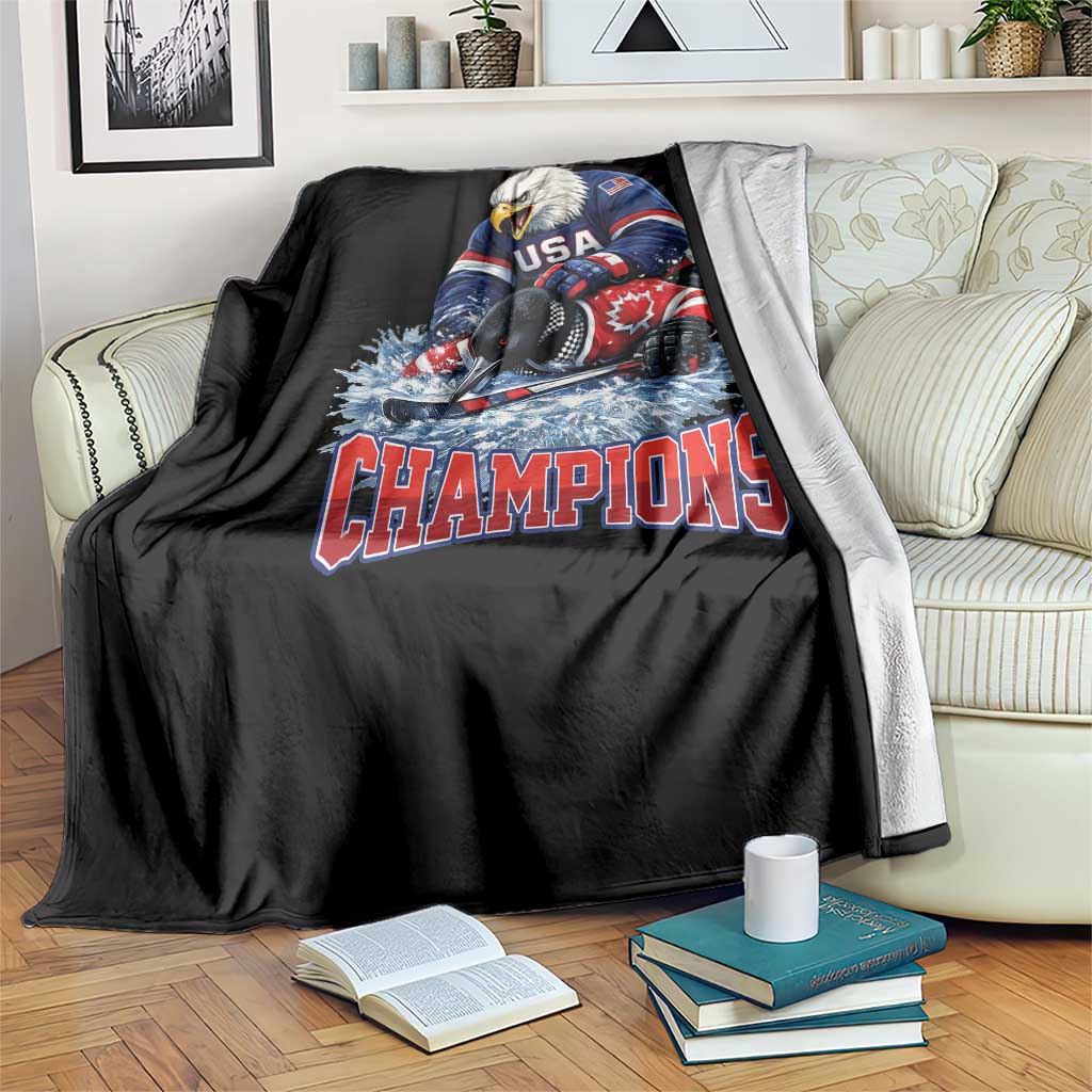 USA Ice Hockey Throw Blanket Eagle Dominates Canada 2026 Hockey Champions