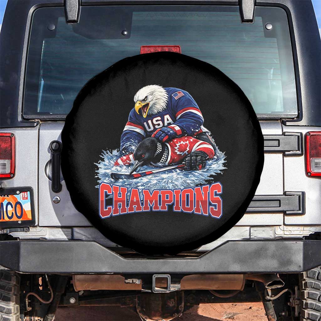 USA Ice Hockey Spare Tire Cover Eagle Dominates Canada 2026 Hockey Champions