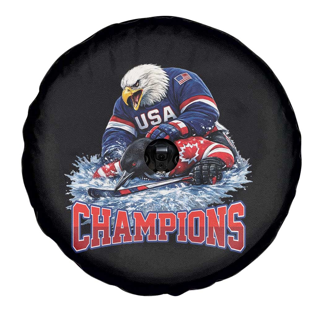 USA Ice Hockey Spare Tire Cover Eagle Dominates Canada 2026 Hockey Champions