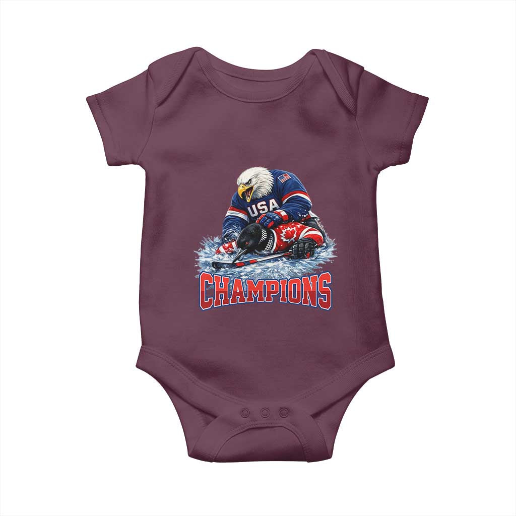 USA Ice Hockey Baby Onesie Eagle Dominates Canada 2026 Hockey Champions