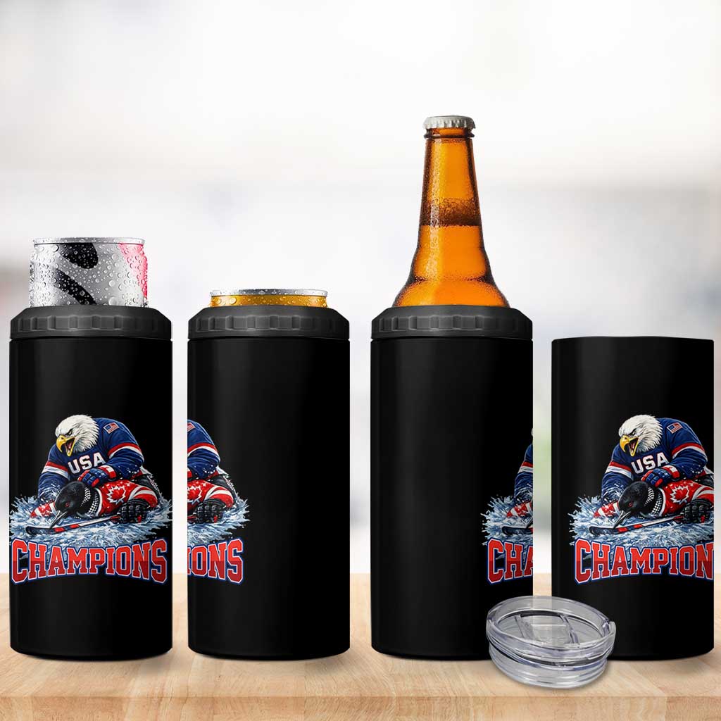 USA Ice Hockey 4 in 1 Can Cooler Tumbler Eagle Dominates Canada 2026 Hockey Champions