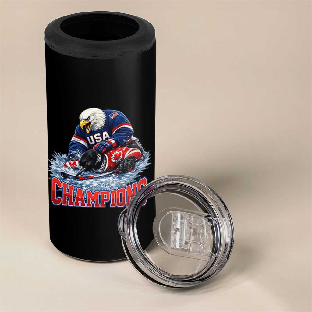 USA Ice Hockey 4 in 1 Can Cooler Tumbler Eagle Dominates Canada 2026 Hockey Champions