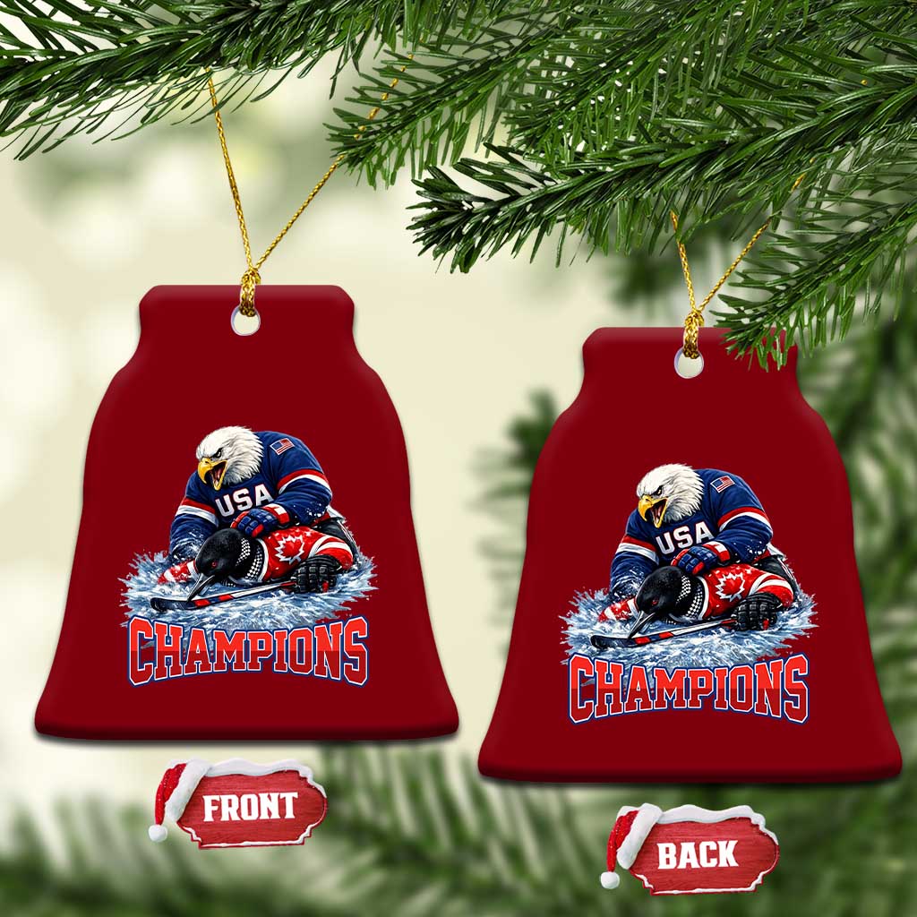 USA Ice Hockey Ceramic Ornament Eagle Dominates Canada 2026 Hockey Champions