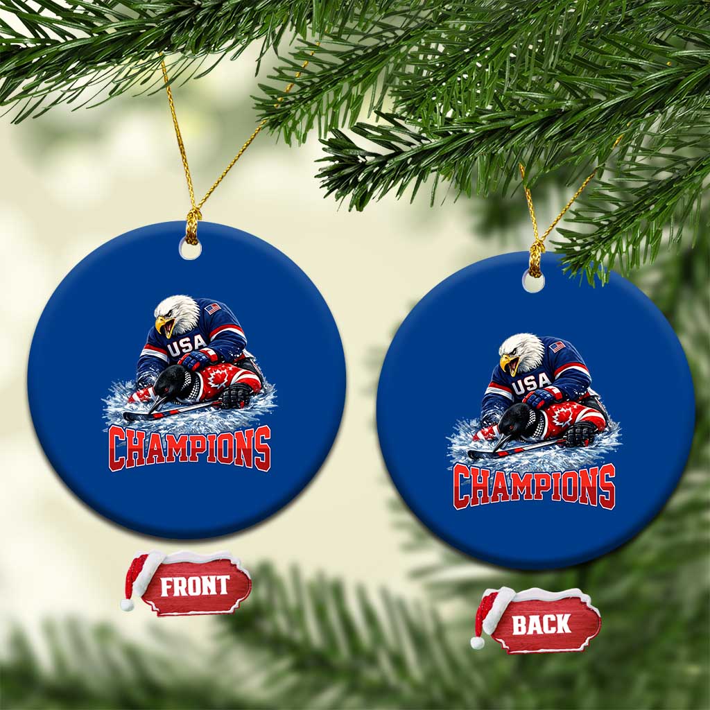 USA Ice Hockey Ceramic Ornament Eagle Dominates Canada 2026 Hockey Champions