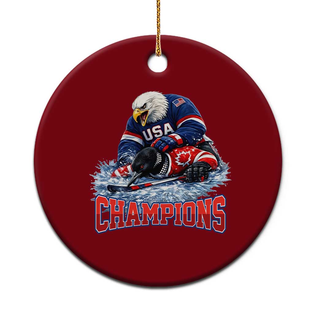 USA Ice Hockey Ceramic Ornament Eagle Dominates Canada 2026 Hockey Champions