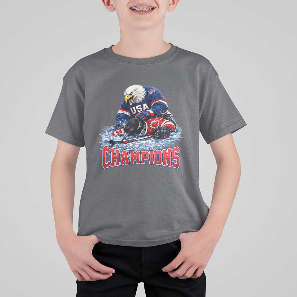 USA Ice Hockey T Shirt For Kid Eagle Dominates Canada 2026 Hockey Champions