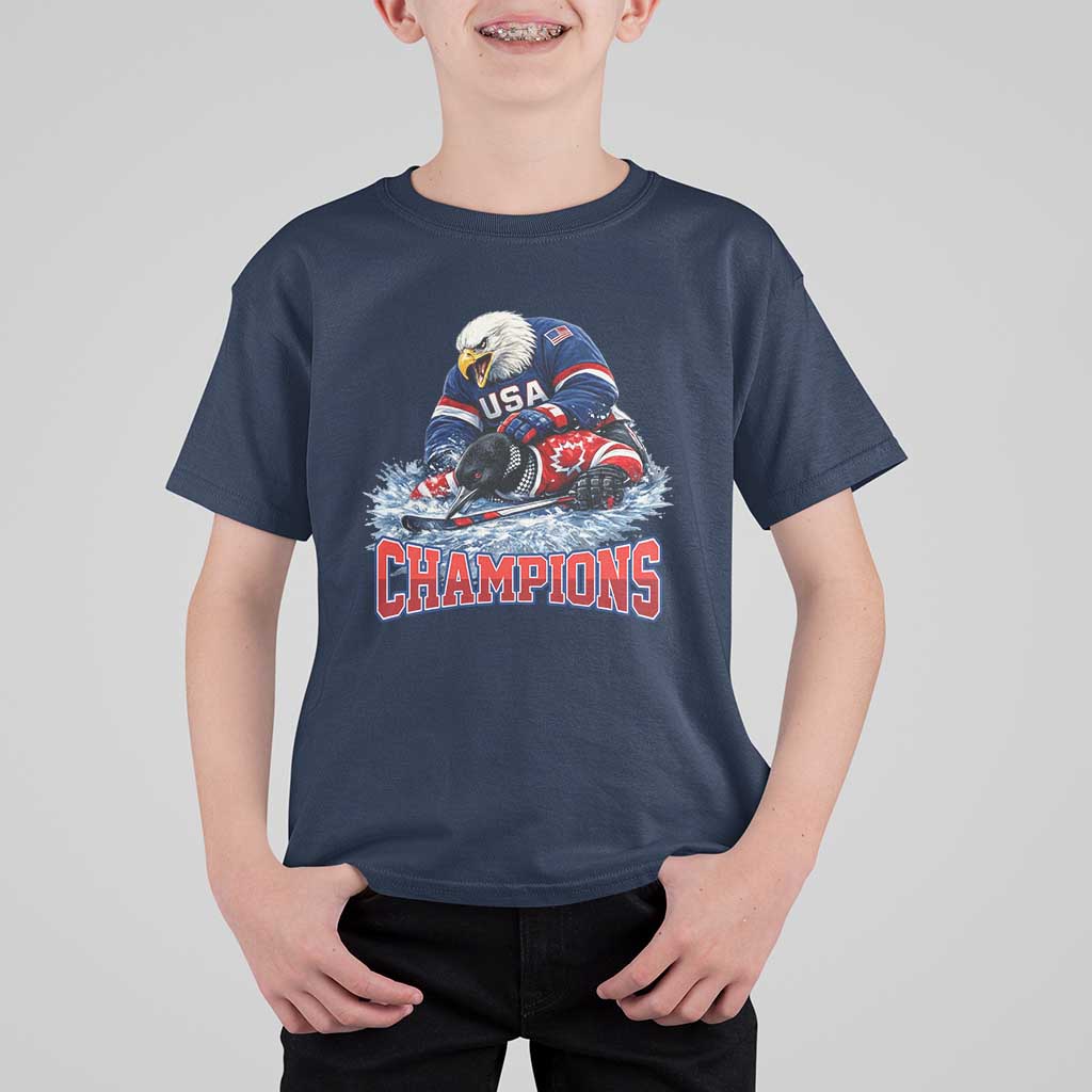 USA Ice Hockey T Shirt For Kid Eagle Dominates Canada 2026 Hockey Champions