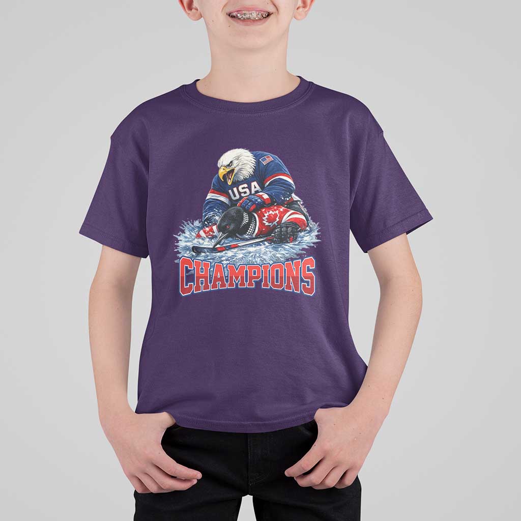 USA Ice Hockey T Shirt For Kid Eagle Dominates Canada 2026 Hockey Champions