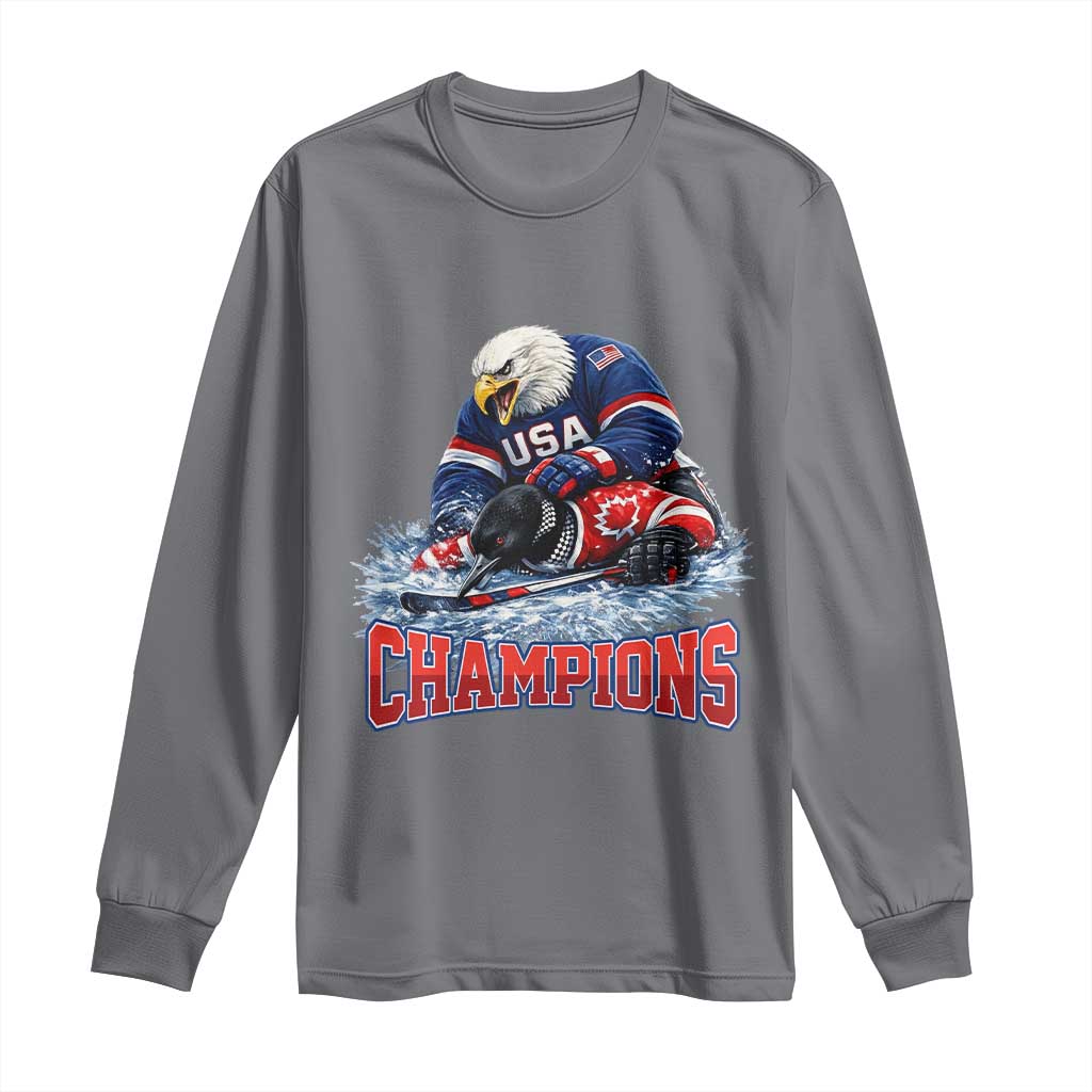 USA Ice Hockey Long Sleeve Shirt Eagle Dominates Canada 2026 Hockey Champions