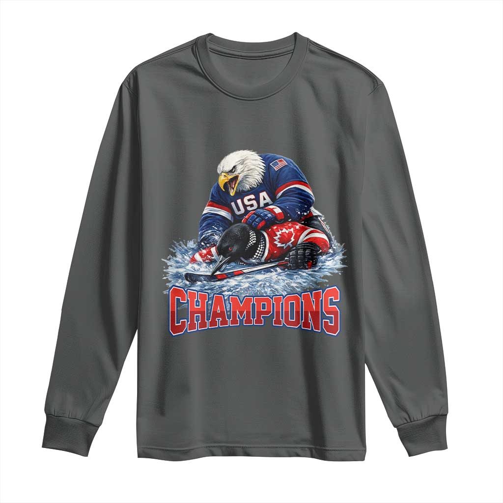 USA Ice Hockey Long Sleeve Shirt Eagle Dominates Canada 2026 Hockey Champions