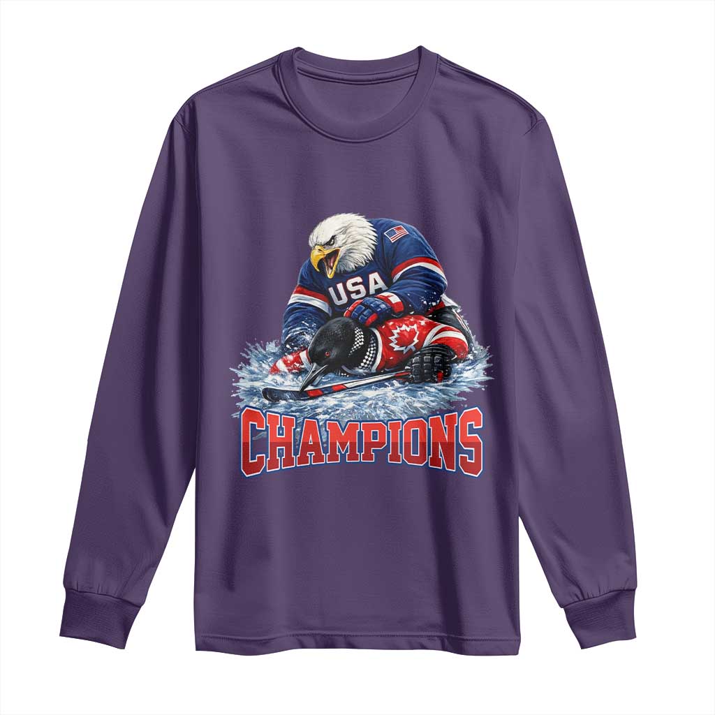 USA Ice Hockey Long Sleeve Shirt Eagle Dominates Canada 2026 Hockey Champions