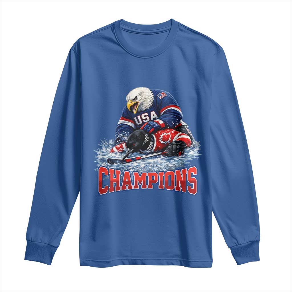 USA Ice Hockey Long Sleeve Shirt Eagle Dominates Canada 2026 Hockey Champions
