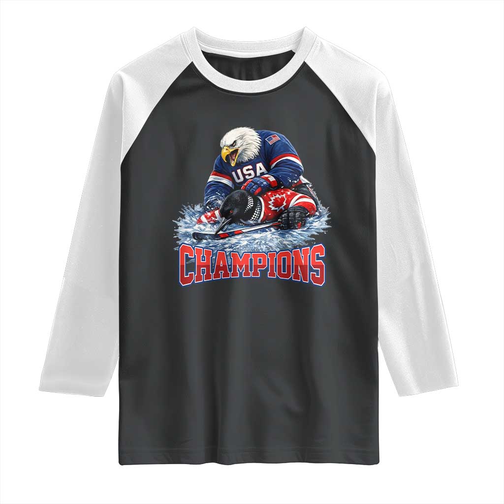 USA Ice Hockey Raglan Shirt Eagle Dominates Canada 2026 Hockey Champions