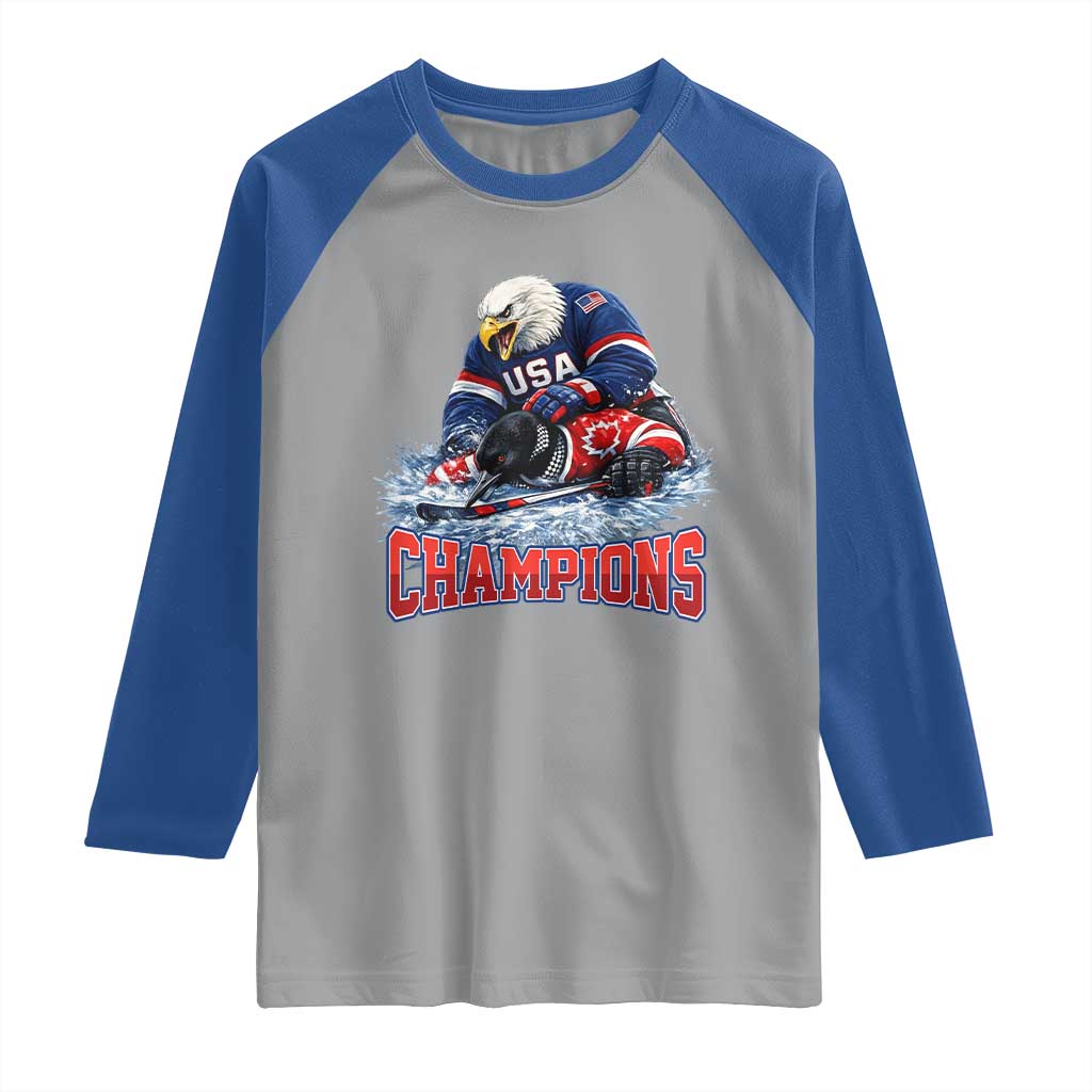 USA Ice Hockey Raglan Shirt Eagle Dominates Canada 2026 Hockey Champions