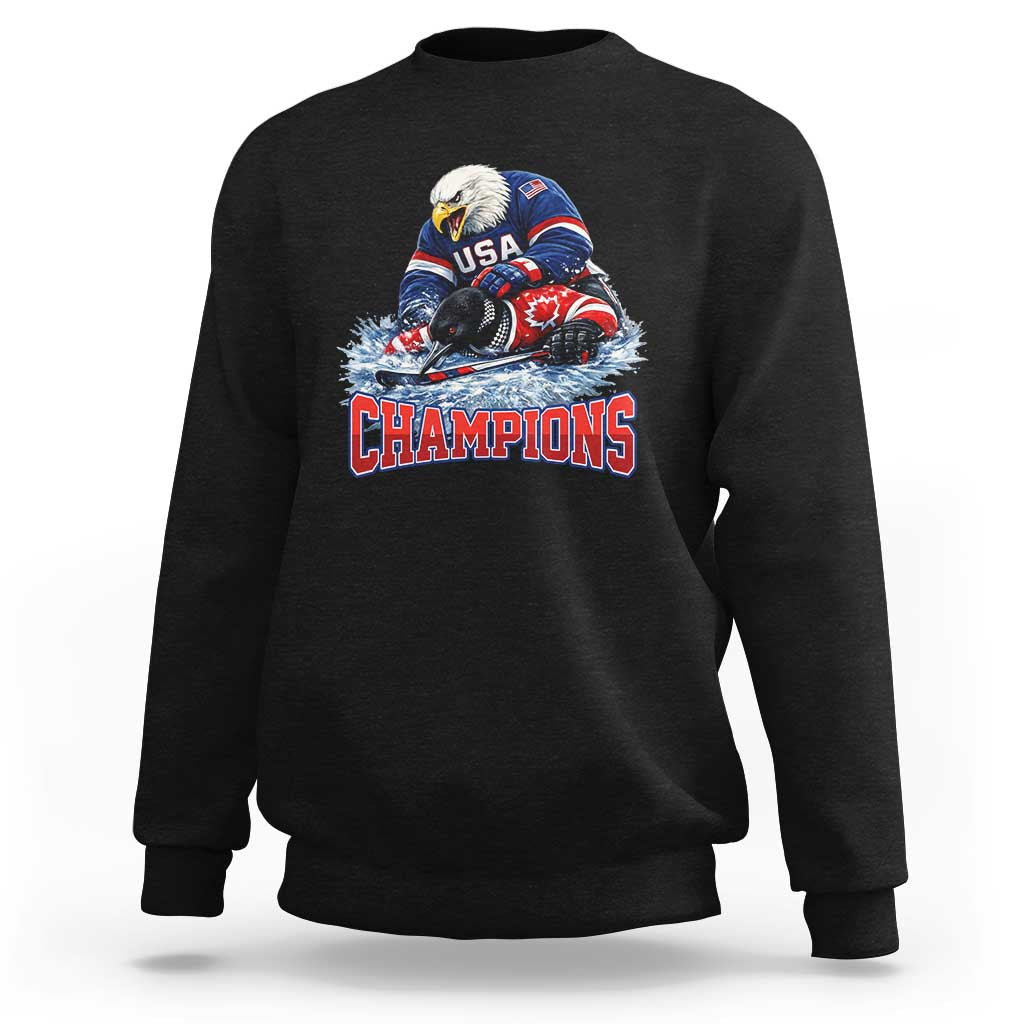 USA Ice Hockey Sweatshirt Eagle Dominates Canada 2026 Hockey Champions