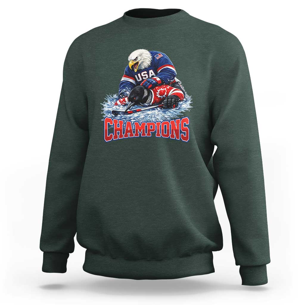 USA Ice Hockey Sweatshirt Eagle Dominates Canada 2026 Hockey Champions