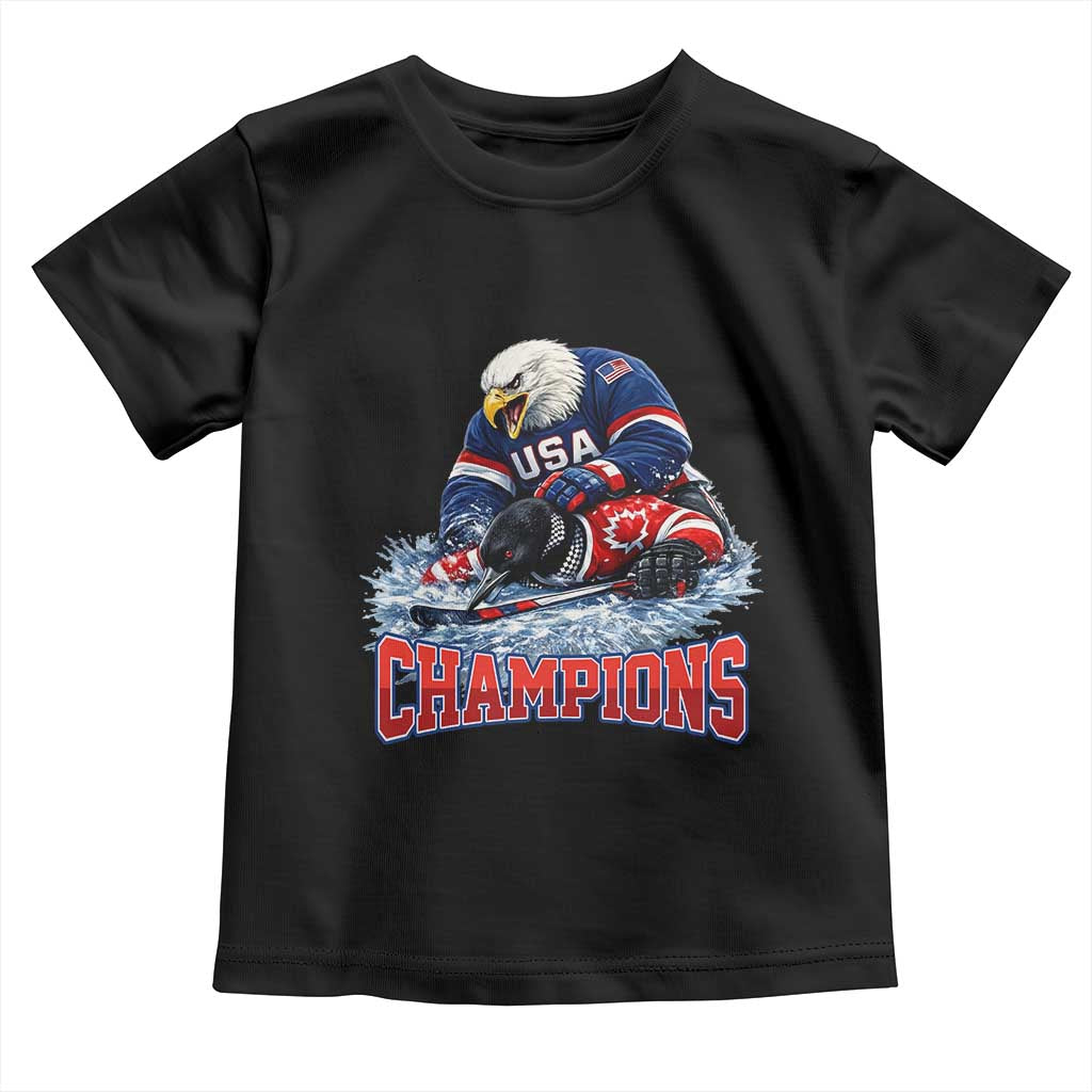 USA Ice Hockey Toddler T Shirt Eagle Dominates Canada 2026 Hockey Champions