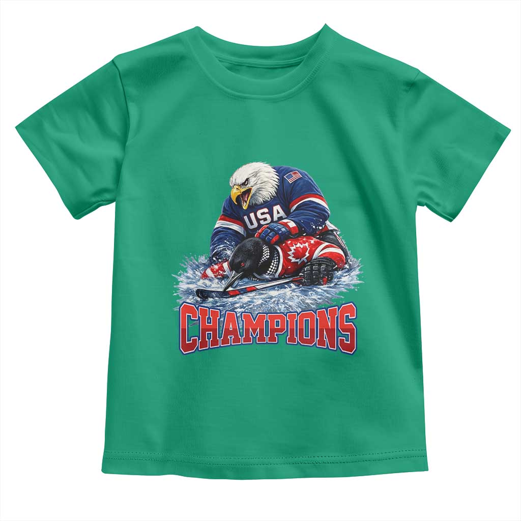 USA Ice Hockey Toddler T Shirt Eagle Dominates Canada 2026 Hockey Champions