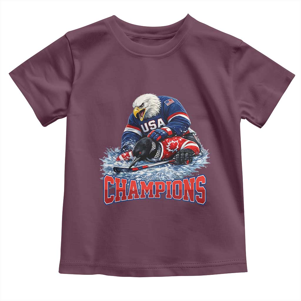 USA Ice Hockey Toddler T Shirt Eagle Dominates Canada 2026 Hockey Champions