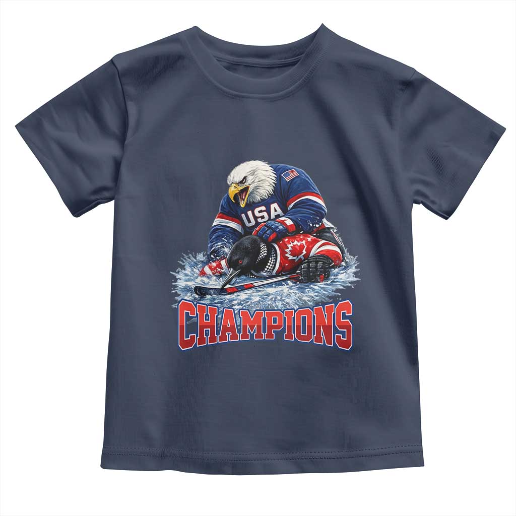 USA Ice Hockey Toddler T Shirt Eagle Dominates Canada 2026 Hockey Champions