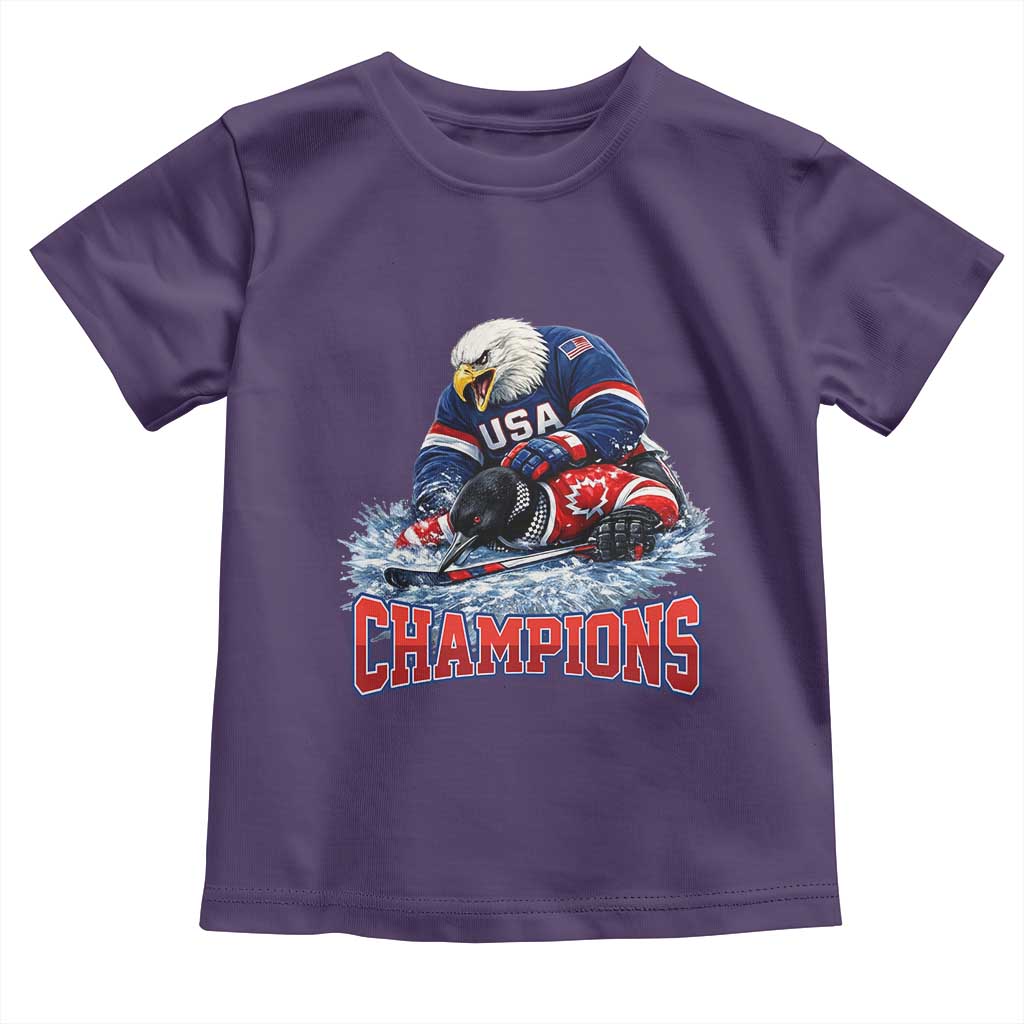 USA Ice Hockey Toddler T Shirt Eagle Dominates Canada 2026 Hockey Champions