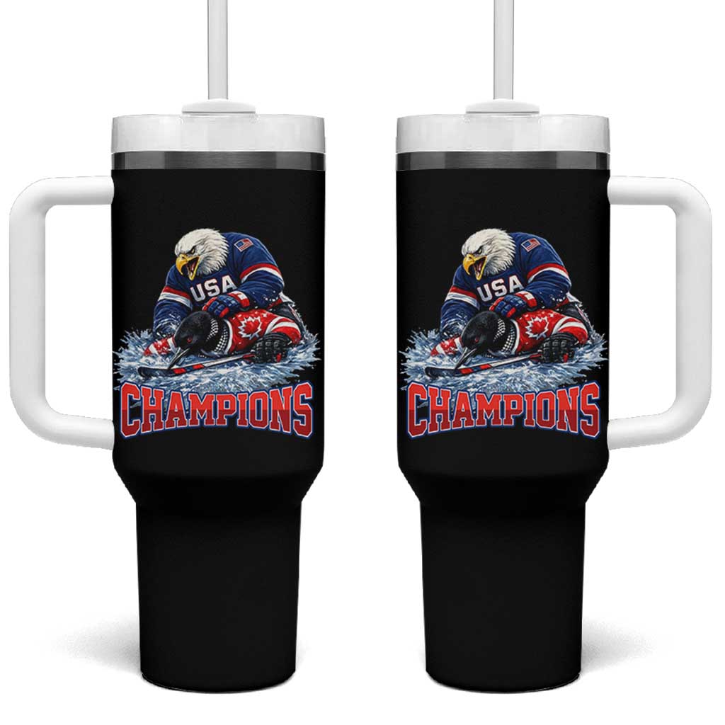 USA Ice Hockey Tumbler With Handle Eagle Dominates Canada 2026 Hockey Champions