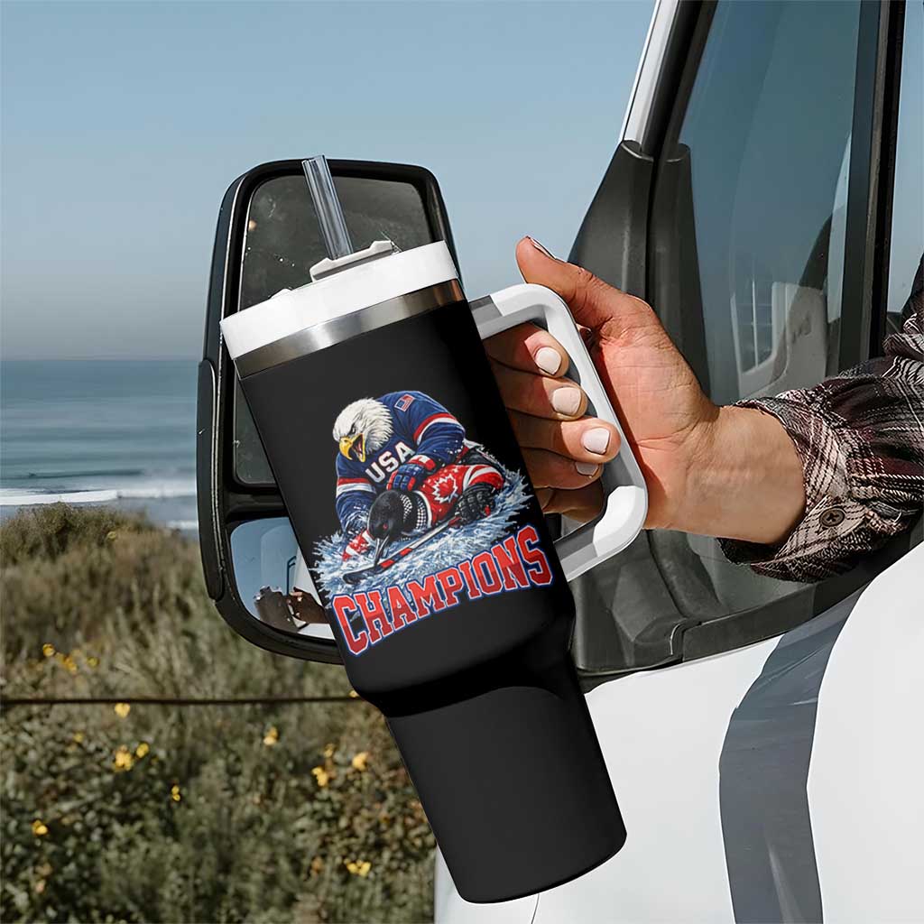USA Ice Hockey Tumbler With Handle Eagle Dominates Canada 2026 Hockey Champions
