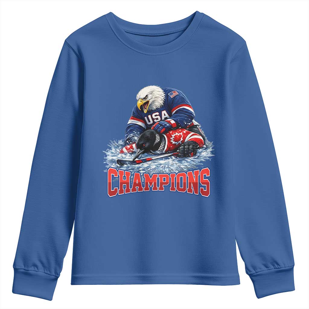 USA Ice Hockey Youth Sweatshirt Eagle Dominates Canada 2026 Hockey Champions