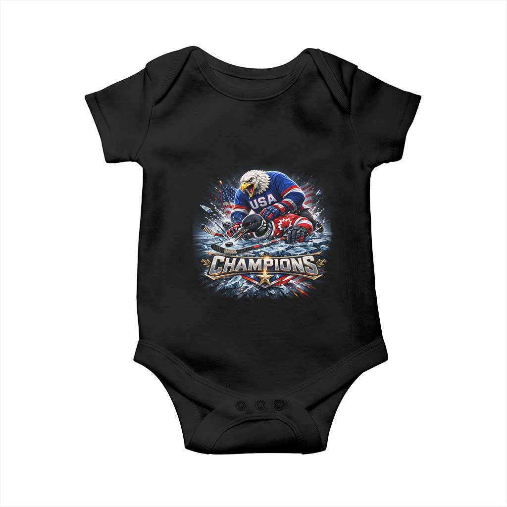 USA Ice Hockey Baby Onesie Eagle Dominates Canada 2026 Hockey Champions Graphic