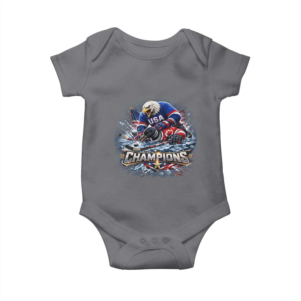 USA Ice Hockey Baby Onesie Eagle Dominates Canada 2026 Hockey Champions Graphic
