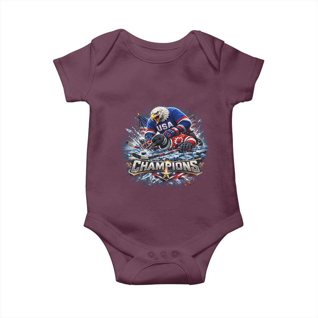 USA Ice Hockey Baby Onesie Eagle Dominates Canada 2026 Hockey Champions Graphic
