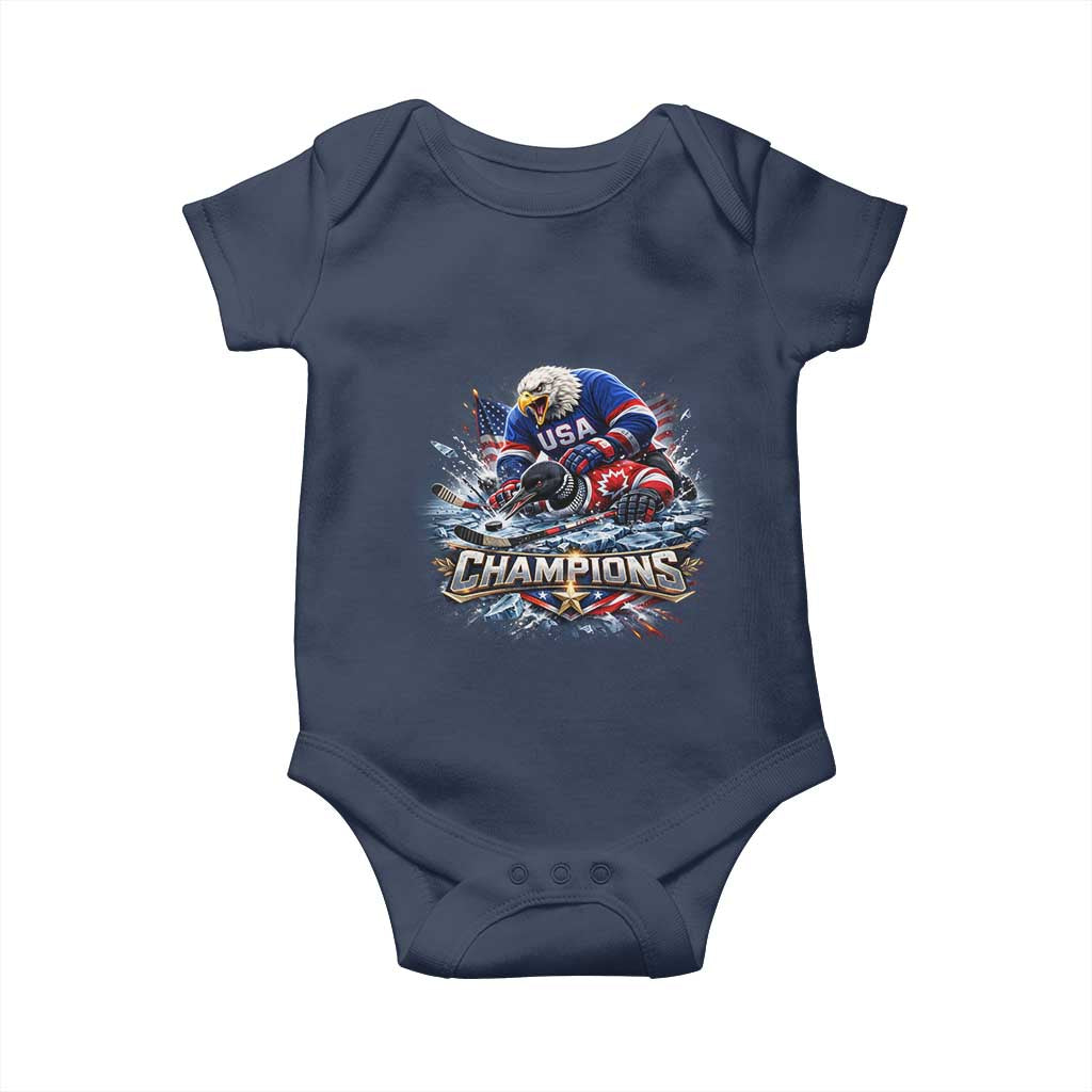 USA Ice Hockey Baby Onesie Eagle Dominates Canada 2026 Hockey Champions Graphic
