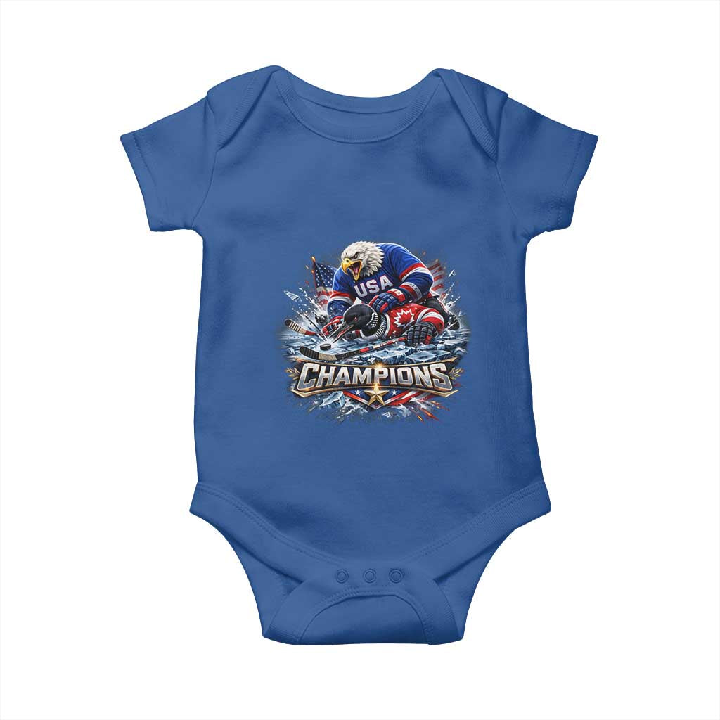 USA Ice Hockey Baby Onesie Eagle Dominates Canada 2026 Hockey Champions Graphic