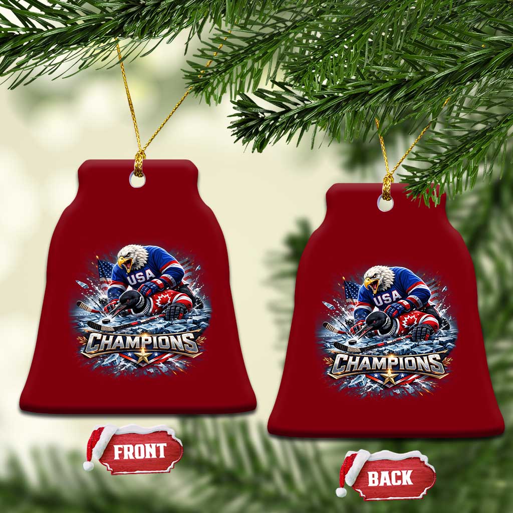 USA Ice Hockey Ceramic Ornament Eagle Dominates Canada 2026 Hockey Champions Graphic