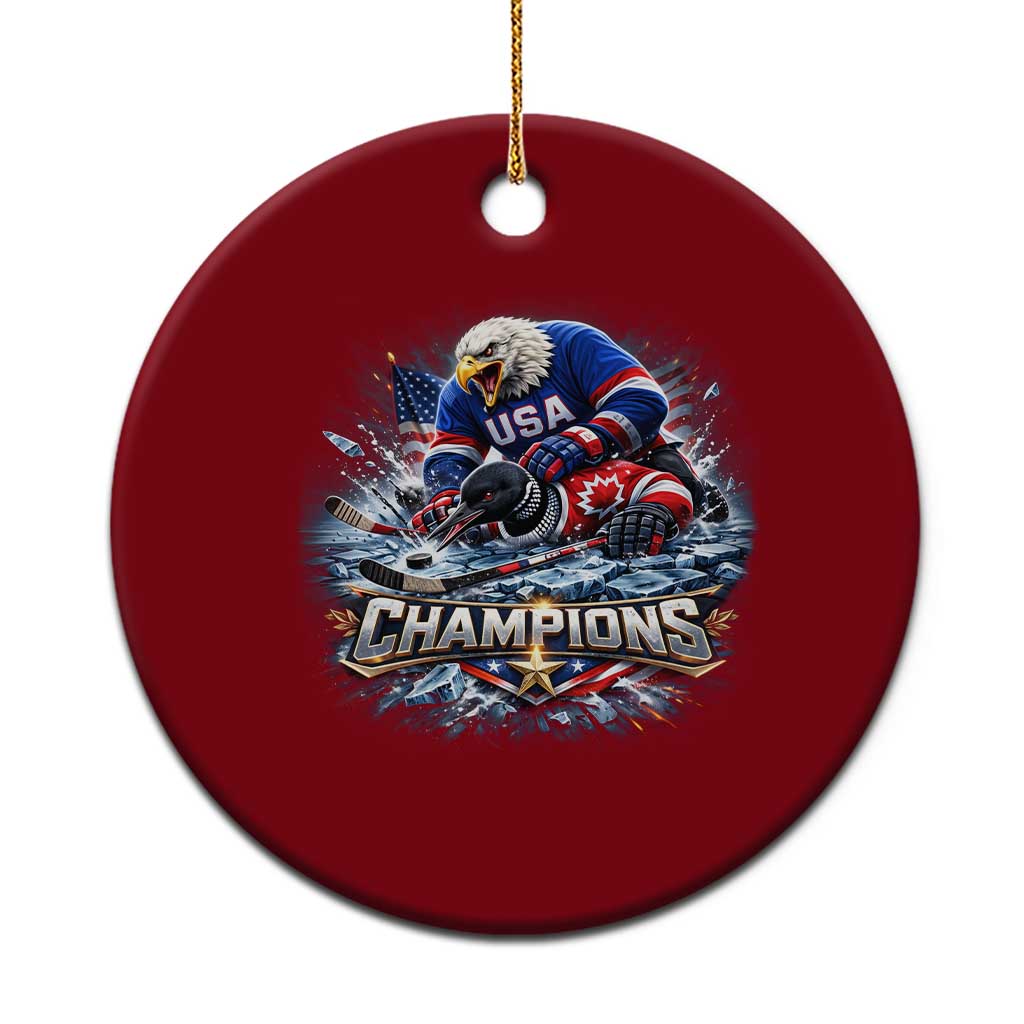 USA Ice Hockey Ceramic Ornament Eagle Dominates Canada 2026 Hockey Champions Graphic
