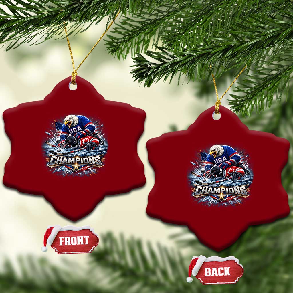 USA Ice Hockey Ceramic Ornament Eagle Dominates Canada 2026 Hockey Champions Graphic