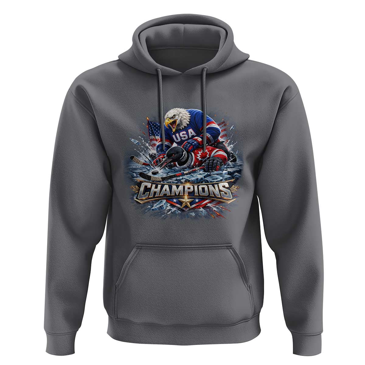 USA Ice Hockey Hoodie Eagle Dominates Canada 2026 Hockey Champions Graphic