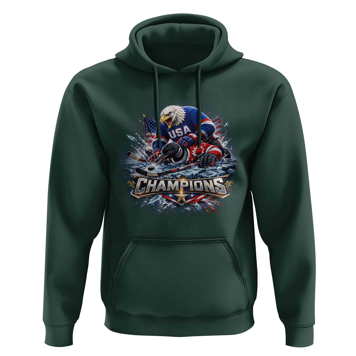 USA Ice Hockey Hoodie Eagle Dominates Canada 2026 Hockey Champions Graphic