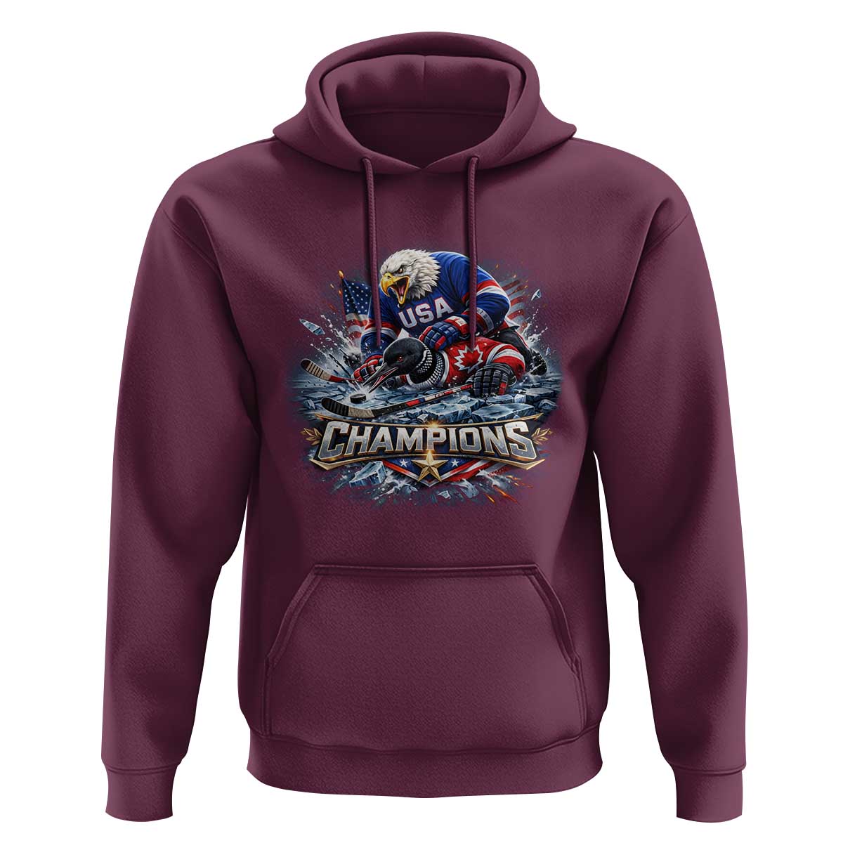 USA Ice Hockey Hoodie Eagle Dominates Canada 2026 Hockey Champions Graphic