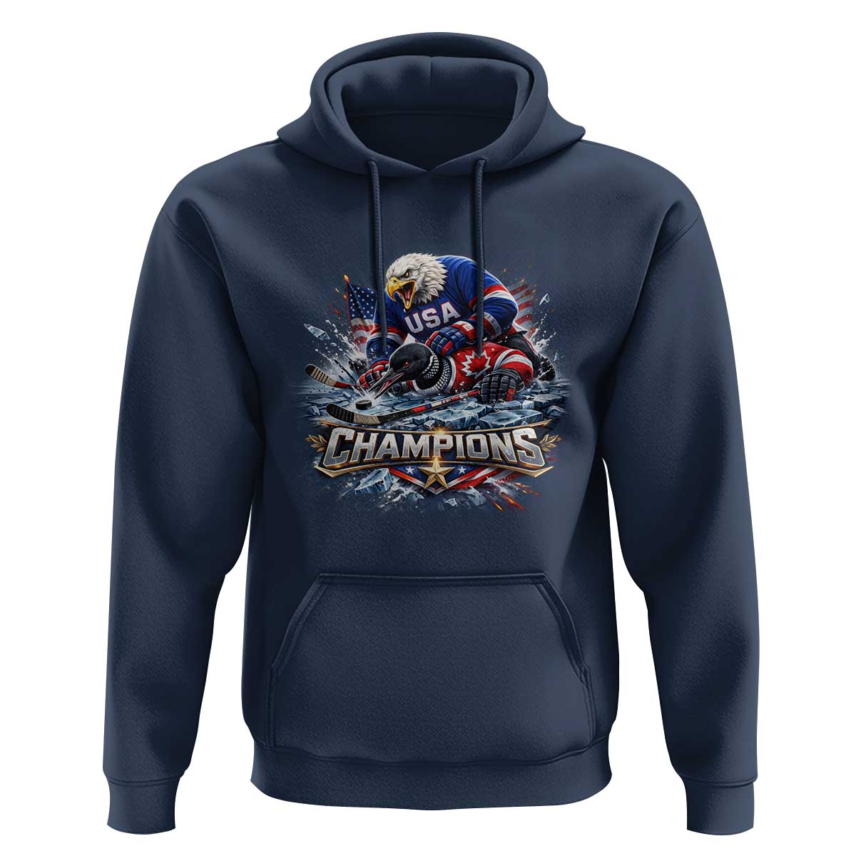 USA Ice Hockey Hoodie Eagle Dominates Canada 2026 Hockey Champions Graphic