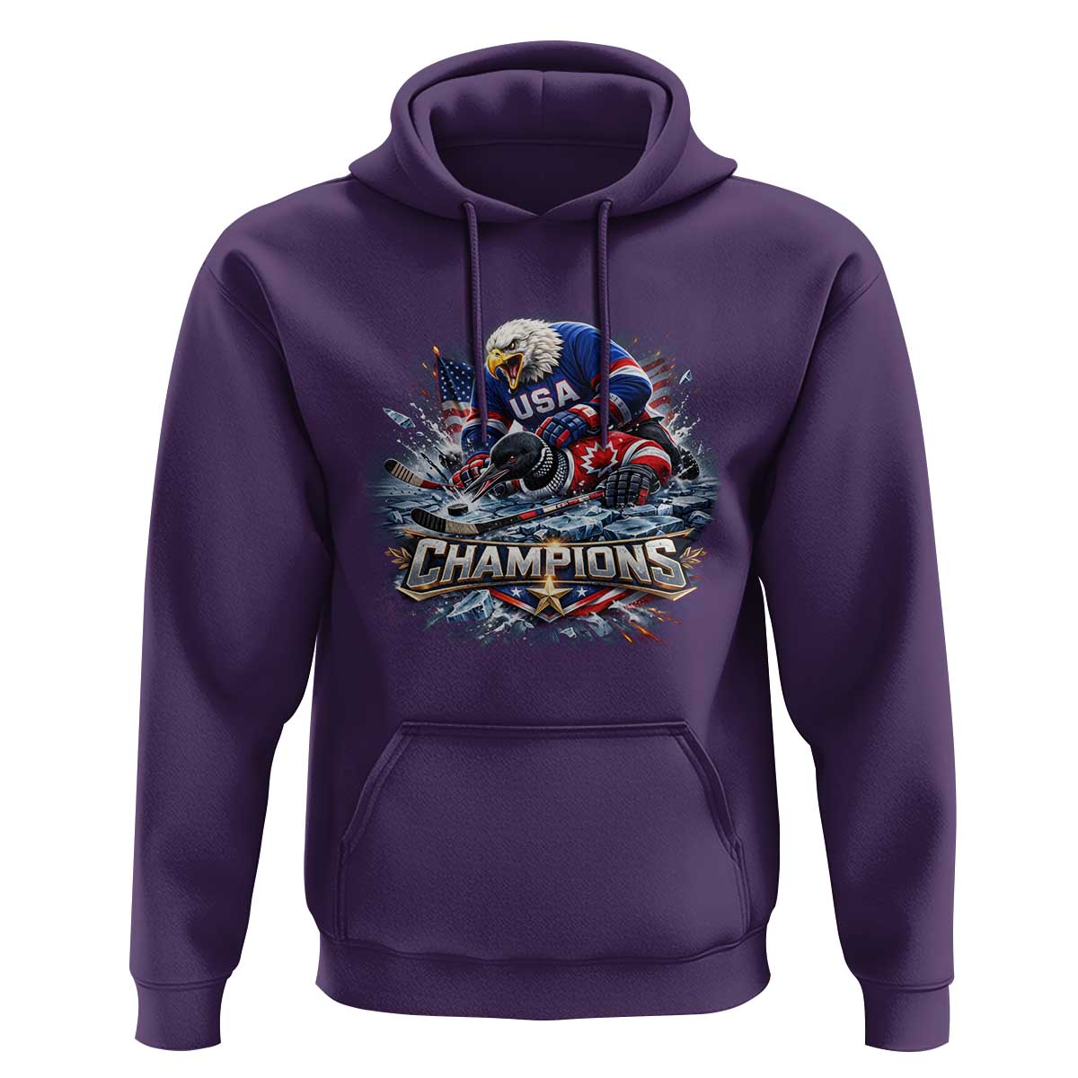 USA Ice Hockey Hoodie Eagle Dominates Canada 2026 Hockey Champions Graphic