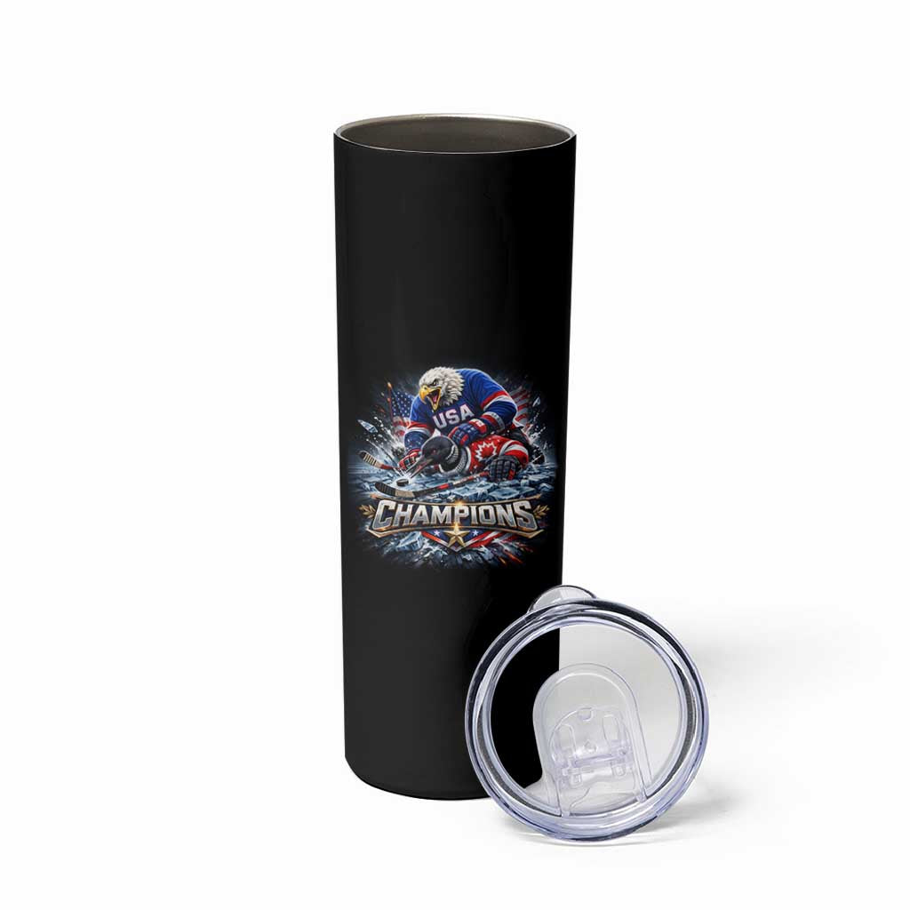 USA Ice Hockey Skinny Tumbler Eagle Dominates Canada 2026 Hockey Champions Graphic