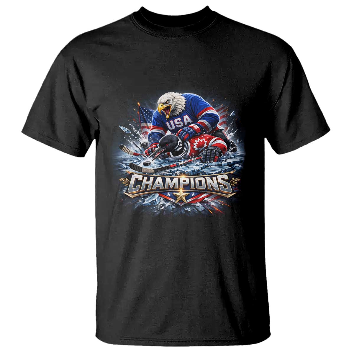 USA Ice Hockey T Shirt Eagle Dominates Canada 2026 Hockey Champions Graphic