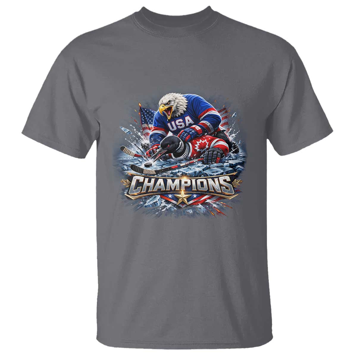 USA Ice Hockey T Shirt Eagle Dominates Canada 2026 Hockey Champions Graphic