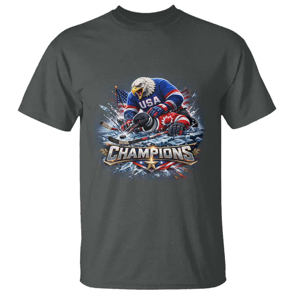 USA Ice Hockey T Shirt Eagle Dominates Canada 2026 Hockey Champions Graphic