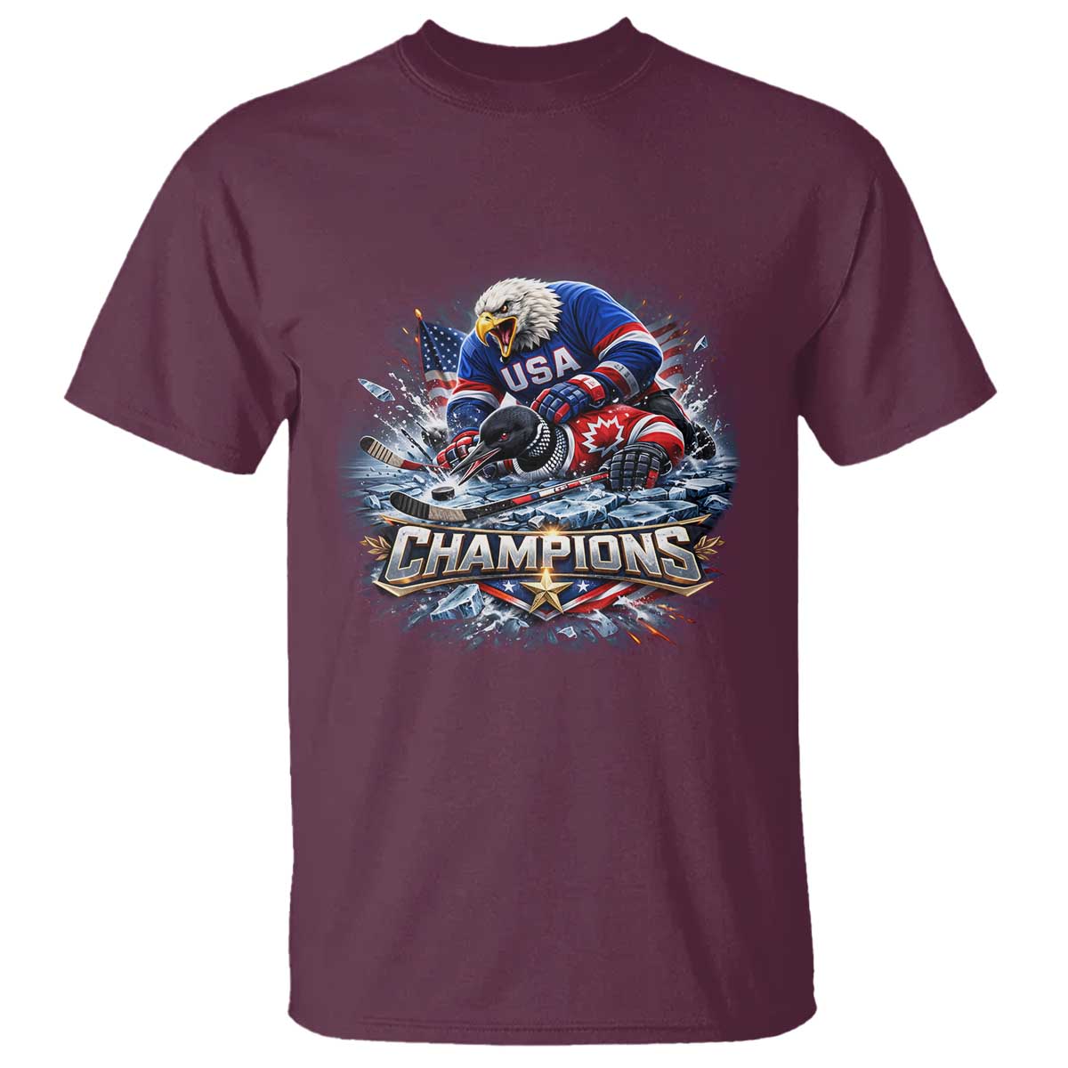 USA Ice Hockey T Shirt Eagle Dominates Canada 2026 Hockey Champions Graphic