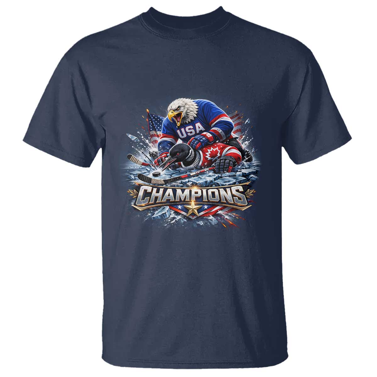 USA Ice Hockey T Shirt Eagle Dominates Canada 2026 Hockey Champions Graphic