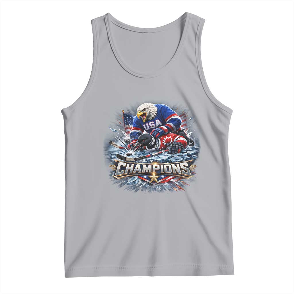 USA Ice Hockey Tank Top Eagle Dominates Canada 2026 Hockey Champions Graphic
